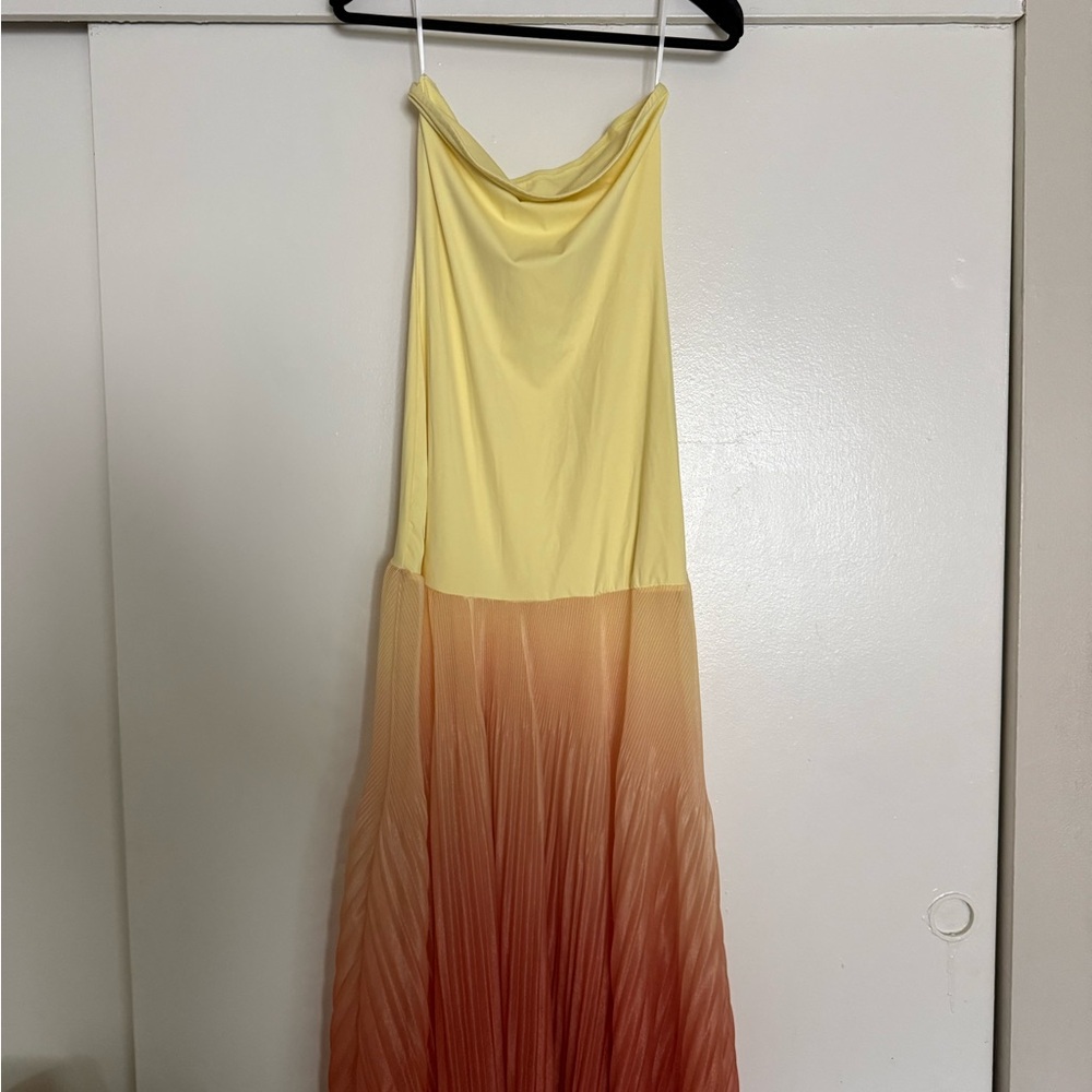 Missguided Yellow to Orange Ombre Backless Dress